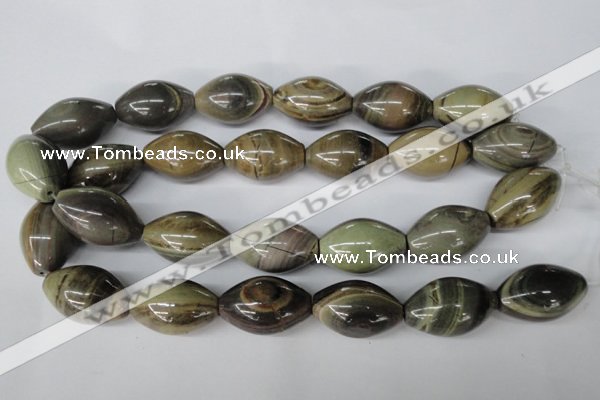 CSL25 15.5 inches 20*30mm rice silver leaf jasper beads wholesale