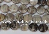 CSL27 15.5 inches 10mm flat round silver leaf jasper beads wholesale