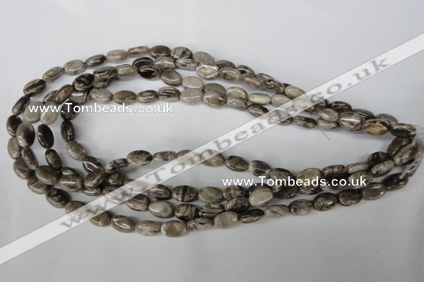 CSL40 15.5 inches 8*12mm oval silver leaf jasper beads wholesale