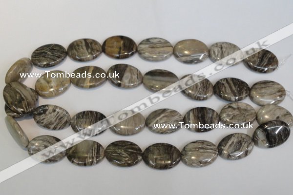 CSL45 15.5 inches 18*25mm oval silver leaf jasper beads wholesale