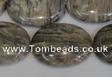 CSL46 15.5 inches 20*30mm oval silver leaf jasper beads wholesale