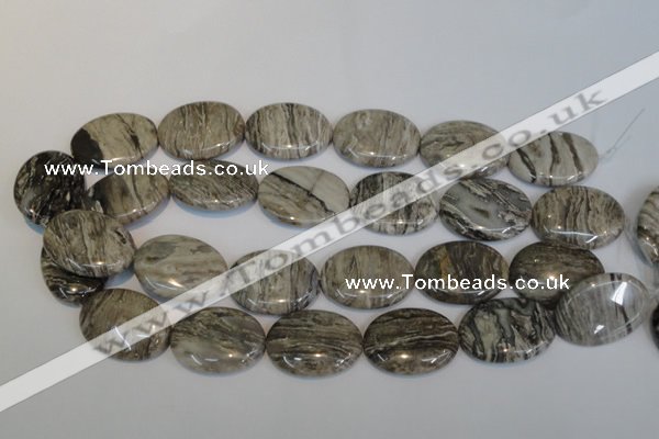 CSL46 15.5 inches 20*30mm oval silver leaf jasper beads wholesale