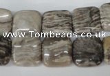 CSL52 15.5 inches 14*14mm square silver leaf jasper beads wholesale