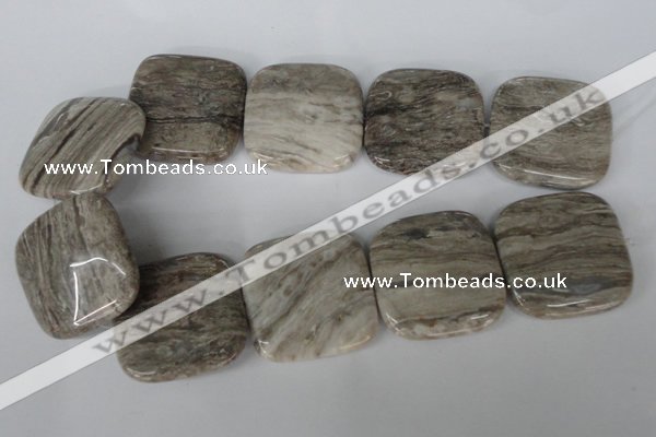 CSL59 15.5 inches 40*40mm square silver leaf jasper beads wholesale