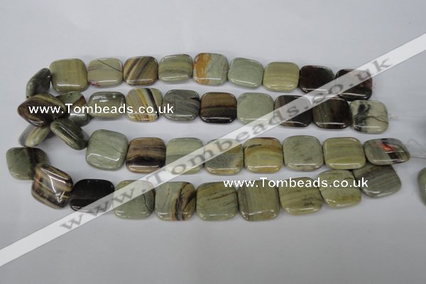 CSL60 15.5 inches 20*20mm square silver leaf jasper beads wholesale