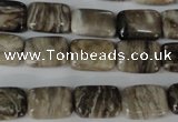 CSL66 15.5 inches 10*14mm rectangle silver leaf jasper beads wholesale