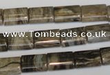 CSL74 15.5 inches 10*14mm flat tube silver leaf jasper beads wholesale