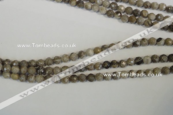 CSL91 15.5 inches 6mm faceted round silver leaf jasper beads wholesale