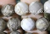 CSL93 15.5 inches 8mm faceted round sliver leaf jasper beads