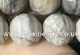 CSL96 15.5 inches 14mm faceted round sliver leaf jasper beads