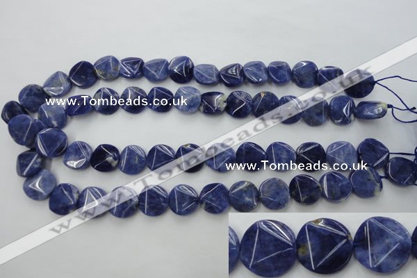 CSO03 15.5 inches 15mm faceted coin A grade sodalite beads