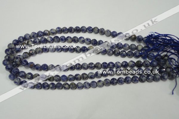 CSO302 15.5 inches 8mm faceted round Brazilian sodalite beads