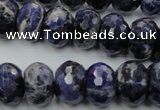 CSO355 15.5 inches 10*16mm faceted rondelle natural sodalite beads