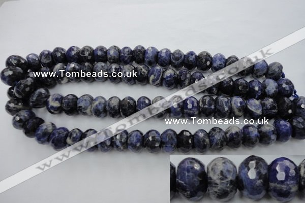 CSO355 15.5 inches 10*16mm faceted rondelle natural sodalite beads