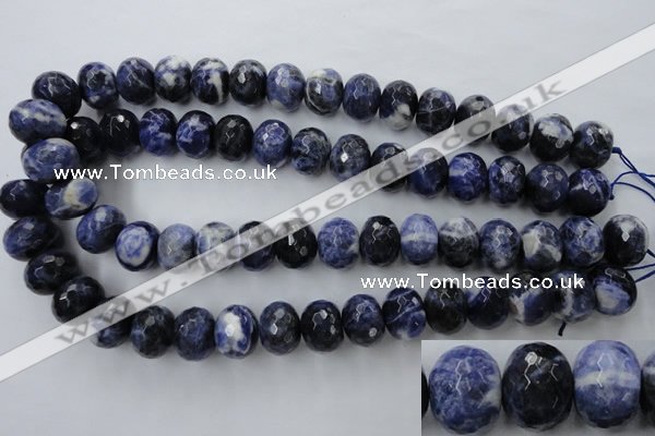 CSO356 15.5 inches 12*16mm faceted rondelle natural sodalite beads