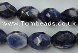 CSO368 15.5 inches 12*16mm faceted nuggets natural sodalite beads