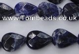 CSO385 15.5 inches 13*17mm faceted flat teardrop natural sodalite beads