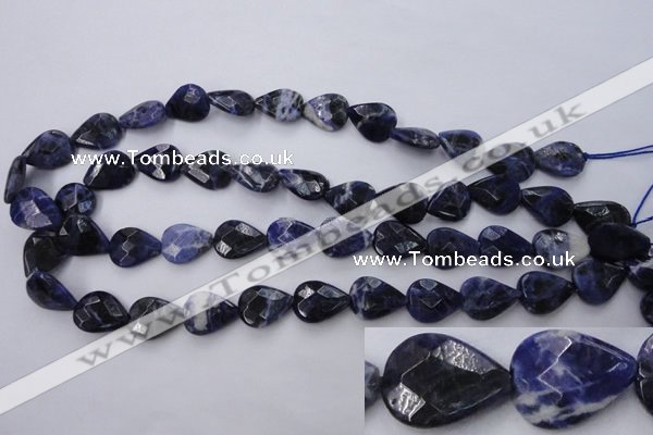 CSO385 15.5 inches 13*17mm faceted flat teardrop natural sodalite beads
