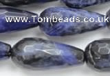 CSO39 15.5 inches 10*30mm faceted teardrop sodalite gemstone beads