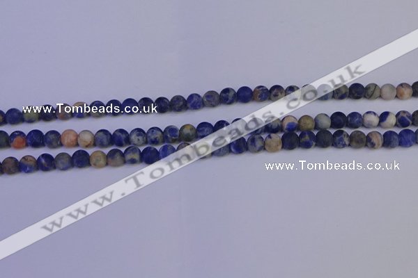 CSO520 15.5 inches 4mm round matte orange sodalite beads wholesale