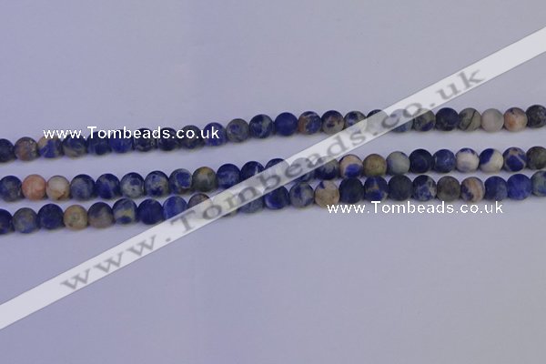 CSO521 15.5 inches 6mm round matte orange sodalite beads wholesale