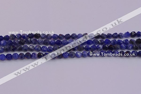 CSO551 15.5 inches 6mm faceted nuggets sodalite gemstone beads