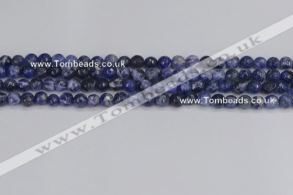 CSO559 15.5 inches 6mm faceted round sodalite gemstone beads