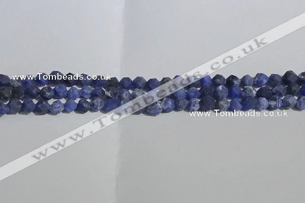 CSO565 15.5 inches 6mm faceted nuggets matte sodalite beads