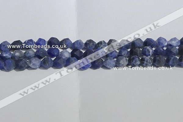 CSO567 15.5 inches 10mm faceted nuggets matte sodalite beads