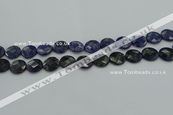 CSO708 15.5 inches 16mm faceted coin sodalite gemstone beads