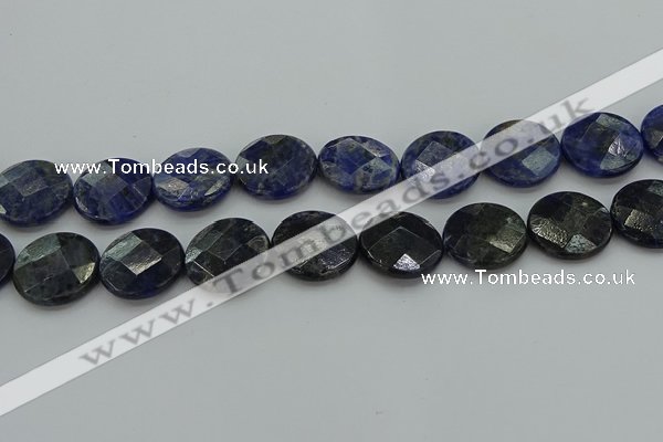 CSO710 15.5 inches 20mm faceted coin sodalite gemstone beads