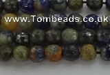 CSO751 15.5 inches 6mm faceted round orange sodalite beads