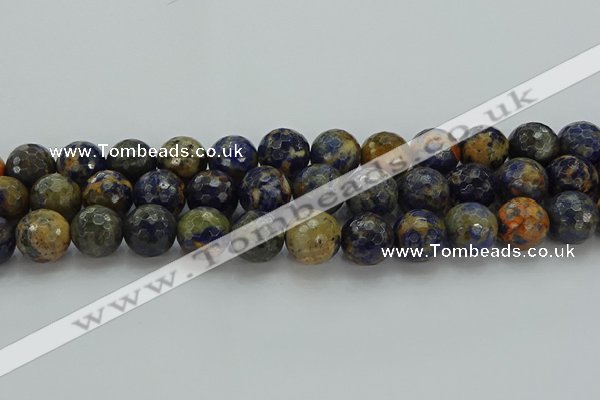 CSO756 15.5 inches 16mm faceted round orange sodalite beads