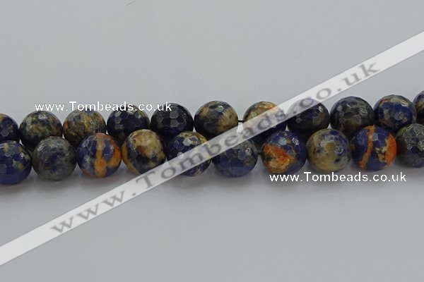 CSO757 15.5 inches 18mm faceted round orange sodalite beads