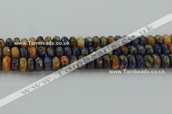 CSO764 15.5 inches 7*12mm faceted rondelle orange sodalite beads