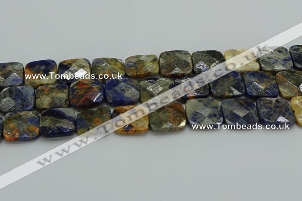 CSO784 15.5 inches 20*20mm faceted square orange sodalite beads