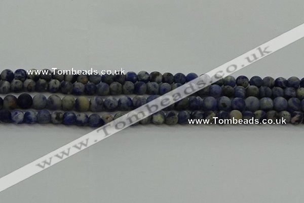 CSO801 15.5 inches 6mm round matte orange sodalite gemstone beads