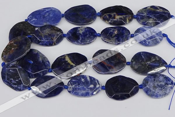 CSO824 15.5 inches 25*35mm - 30*40mm faceted freeform sodalite slab beads