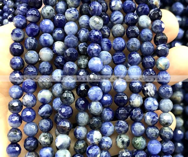 CSO940 15 inches 6mm faceted round sodalite beads wholesale