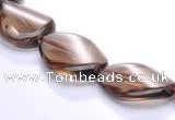 CSQ02 10*14mm twisted oval natural smoky quartz beads Wholesale