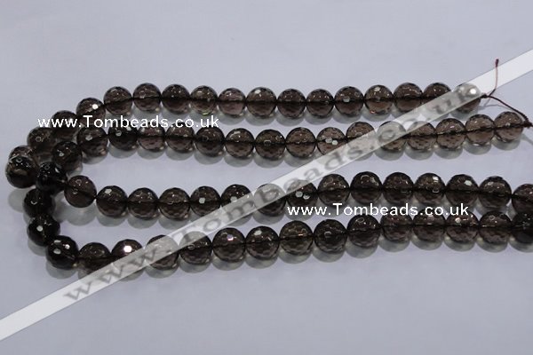 CSQ104 15.5 inches 12mm faceted round grade AA natural smoky quartz beads