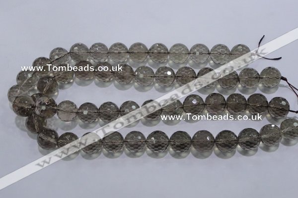 CSQ106 15.5 inches 16mm faceted round grade AA natural smoky quartz beads