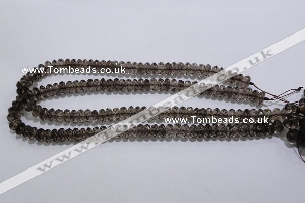 CSQ110 5*10mm faceted rondelle grade AA natural smoky quartz beads