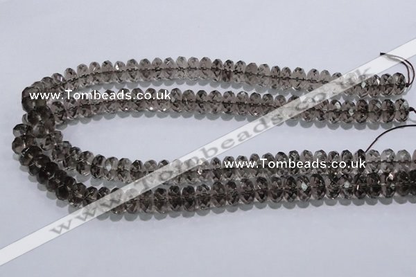 CSQ111 7*12mm faceted rondelle grade AA natural smoky quartz beads