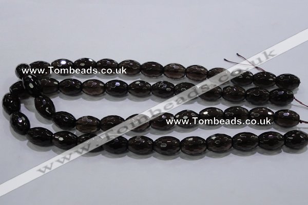 CSQ113 12*16mm faceted rice grade AA natural smoky quartz beads