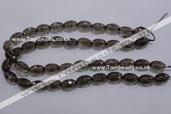 CSQ114 12*18mm faceted rice grade AA natural smoky quartz beads