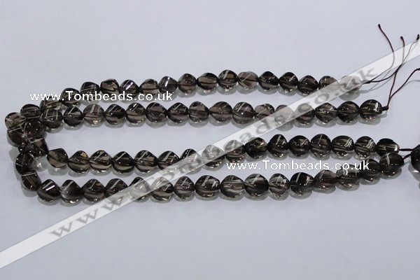 CSQ116 9*12mm twisted rice grade AA natural smoky quartz beads