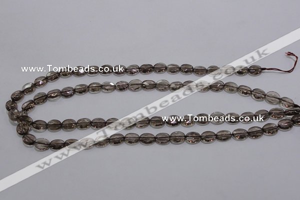 CSQ117 8*10mm facetad oval grade AA natural smoky quartz beads