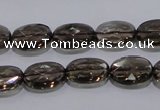 CSQ118 10*14mm facetad oval grade AA natural smoky quartz beads