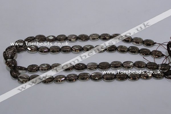 CSQ118 10*14mm facetad oval grade AA natural smoky quartz beads